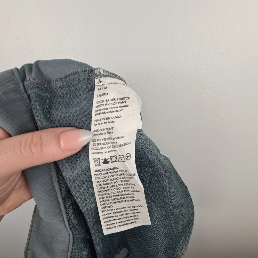 Eddie Bauer Womens Size 16 Ripstop Crop Pants Cargo Pocket‎ Gray Ruching Hiking